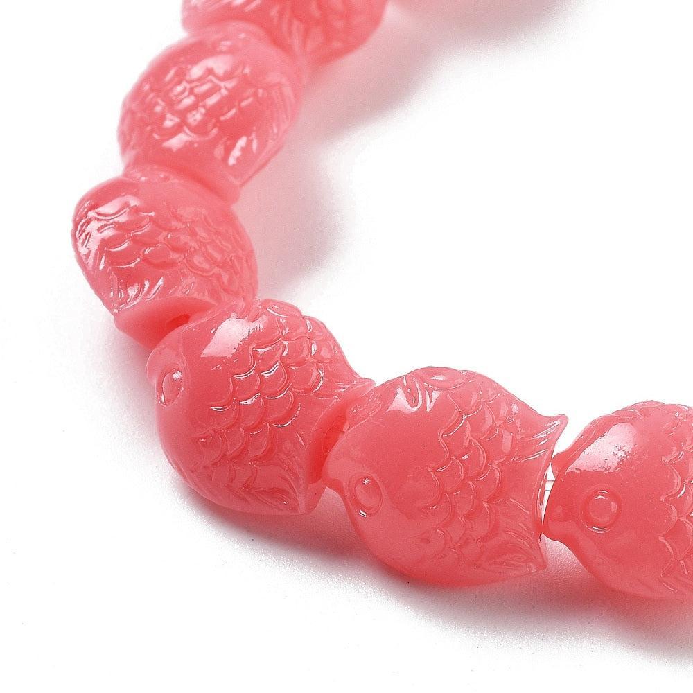 Kralen synthetisch koraal vis roze 14mm- per stuk-bedels-Kraaltjes van Renate