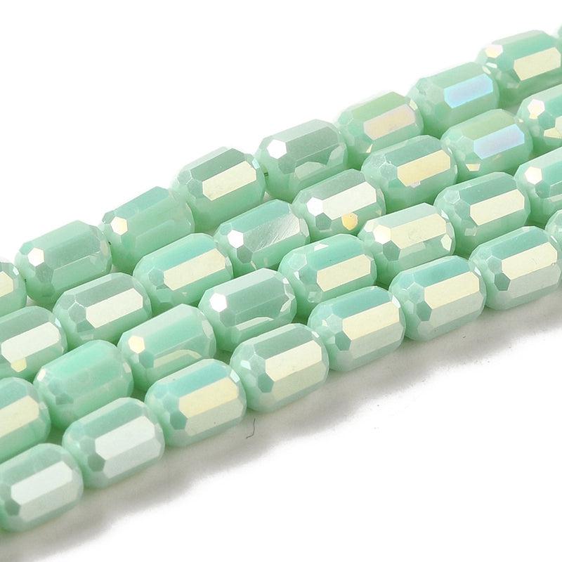 Kralen tube facet AB aquamarine 4x6mm- per 10 stuks-Kralen-Kraaltjes van Renate