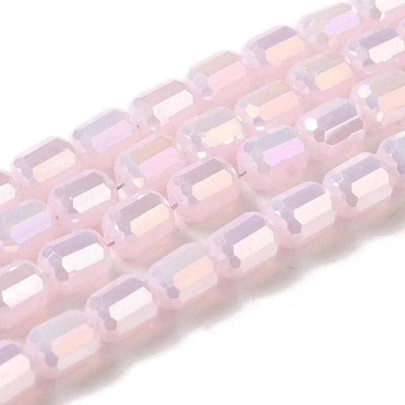 Kralen tube facet AB pink 4x6mm- per 10 stuks-Kralen-Kraaltjes van Renate