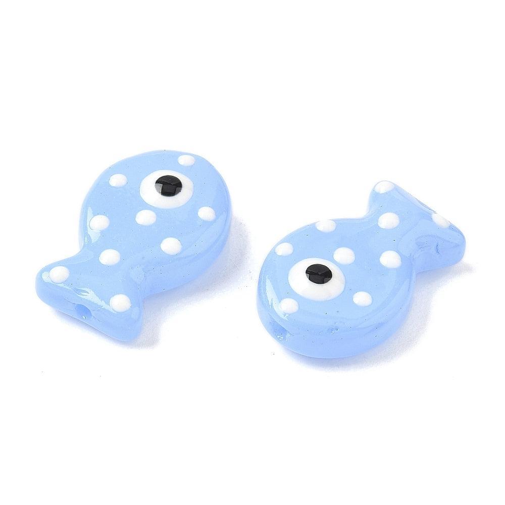 Kralen vis glas / emaille Cornflower Blue 20mm - per stuk-Kralen-Kraaltjes van Renate