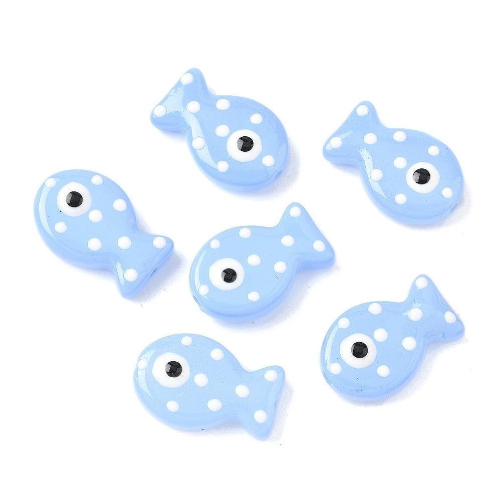 Kralen vis glas / emaille Cornflower Blue 20mm - per stuk-Kralen-Kraaltjes van Renate