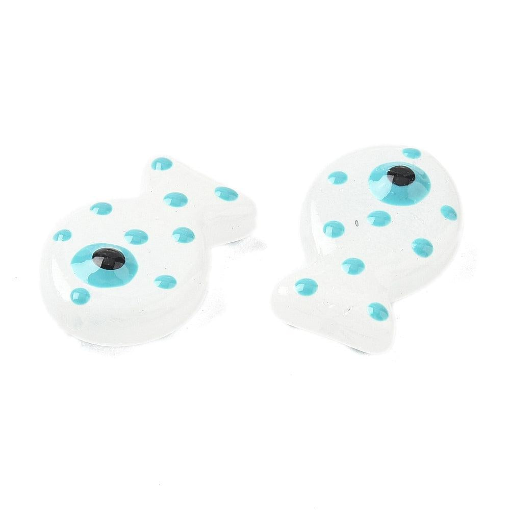 Kralen vis glas / emaille Medium Turquoise 20mm - per stuk-Kralen-Kraaltjes van Renate