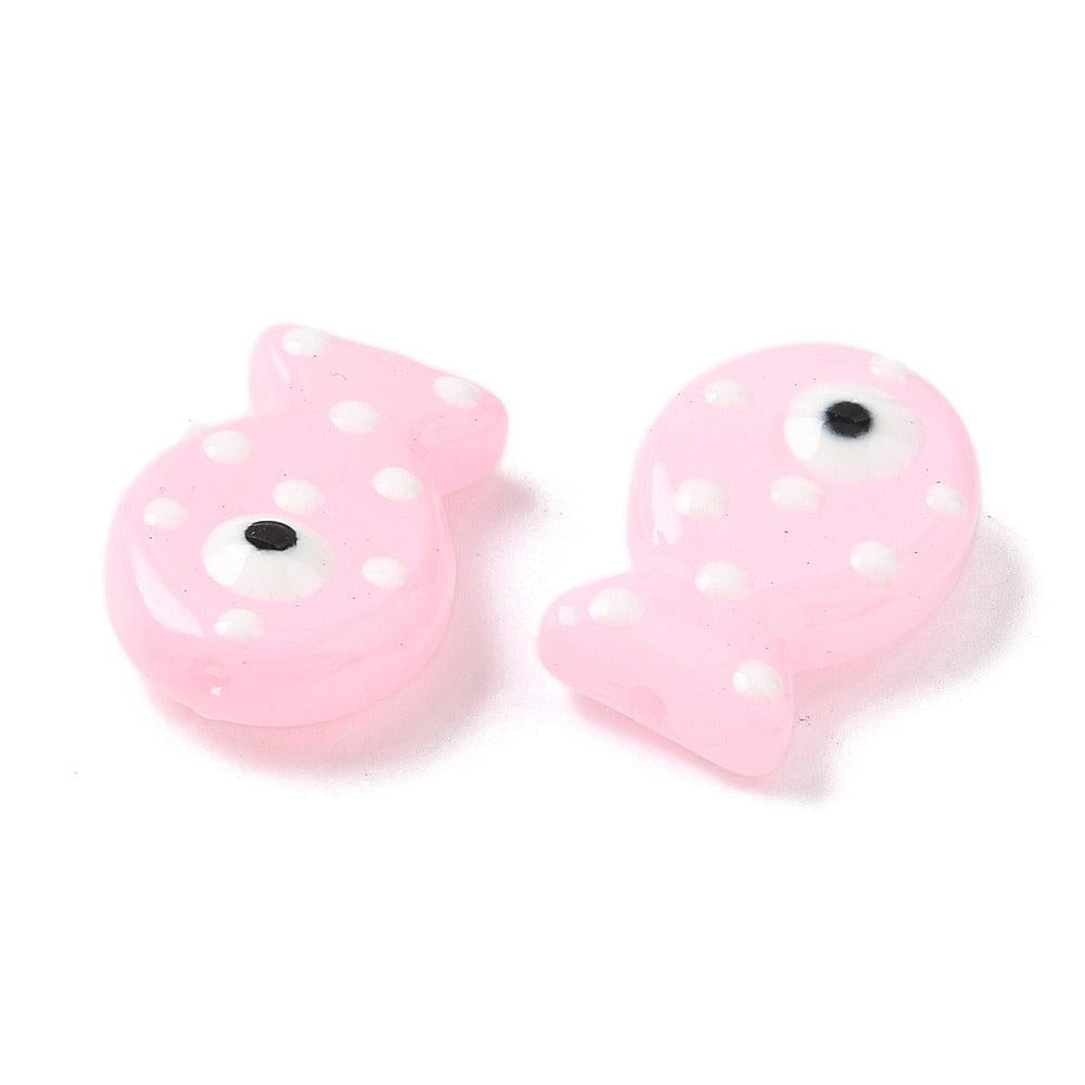 Kralen vis glas / emaille Misty Rose 20mm - per stuk-Kralen-Kraaltjes van Renate