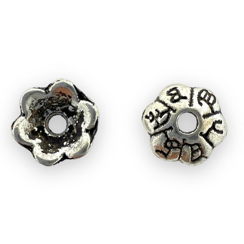 Kralenkapje 6x2mm zilver bloem- per 20 stuks-onderdelen-Kraaltjes van Renate