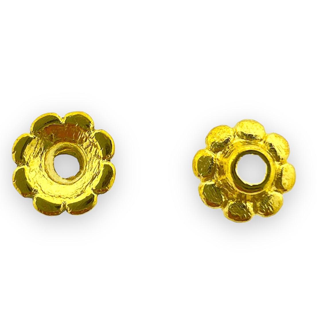 Kralenkapje 8x3mm goud- per 18 stuks-onderdelen-Kraaltjes van Renate