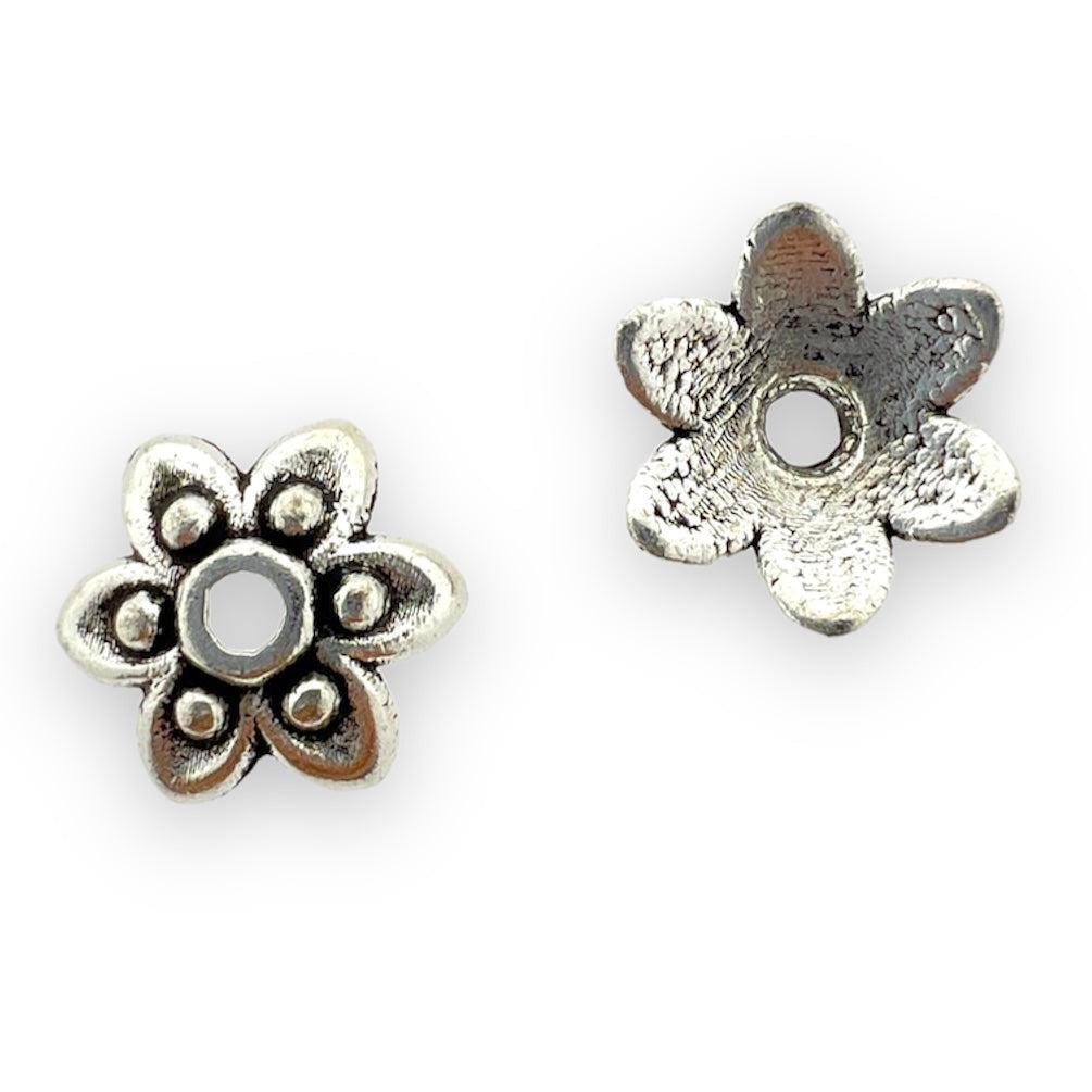 Kralenkapje 9x3mm zilver bloem- per 8 stuks-onderdelen-Kraaltjes van Renate