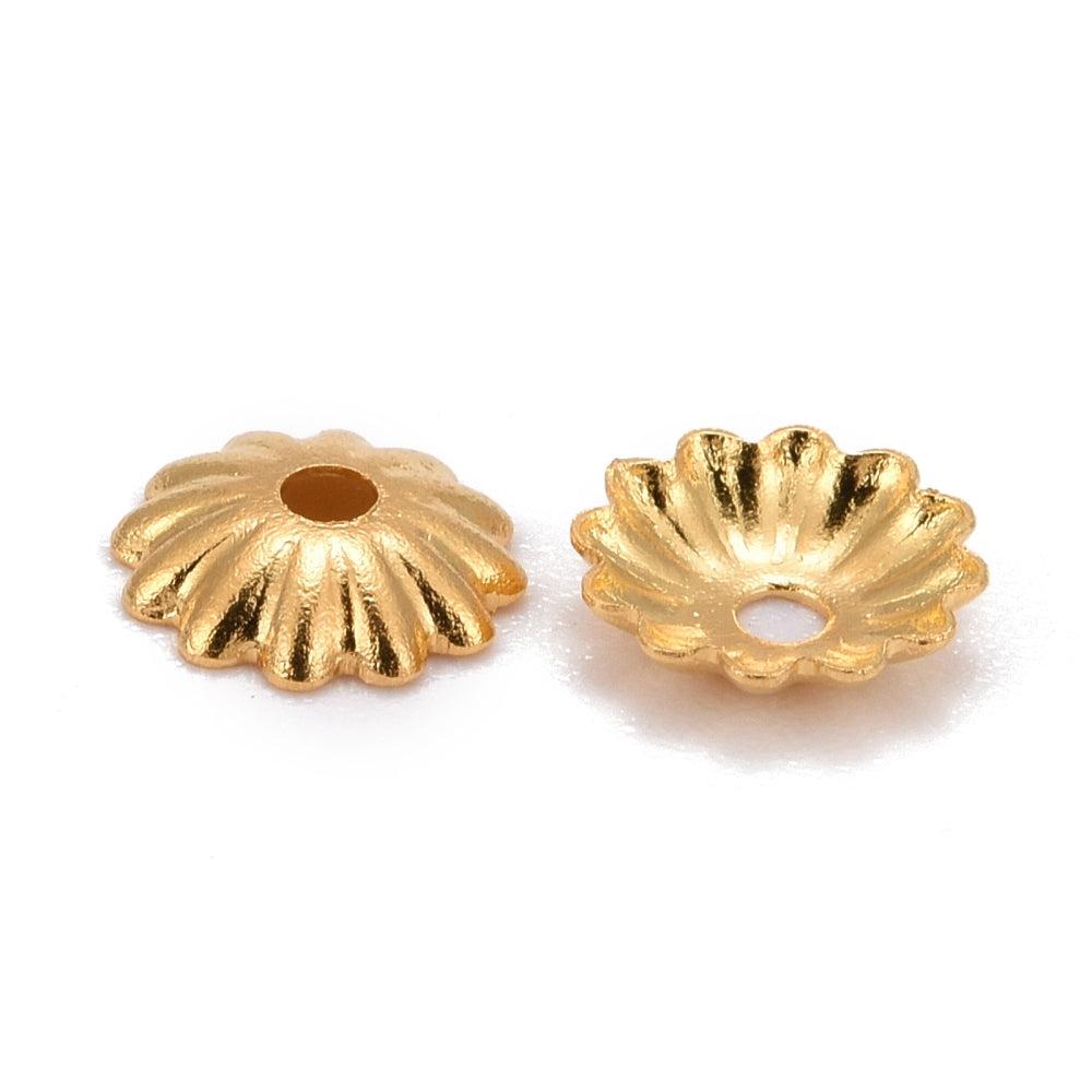 Kralenkapje bloem 18K Goud 6x2mm - per stuk-Kralen-Kraaltjes van Renate