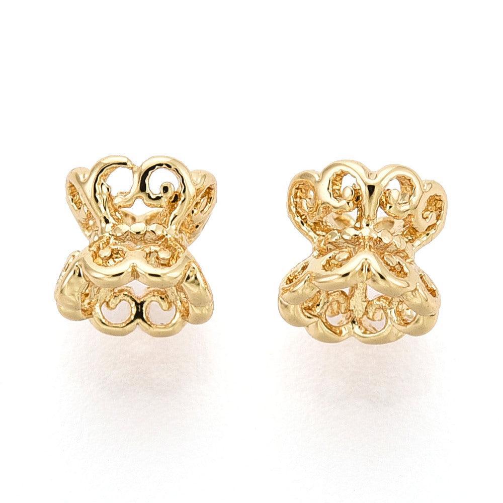 Kralenkapje dubbel 18Kr brass goud 4,5mm - per stuk-bedels-Kraaltjes van Renate