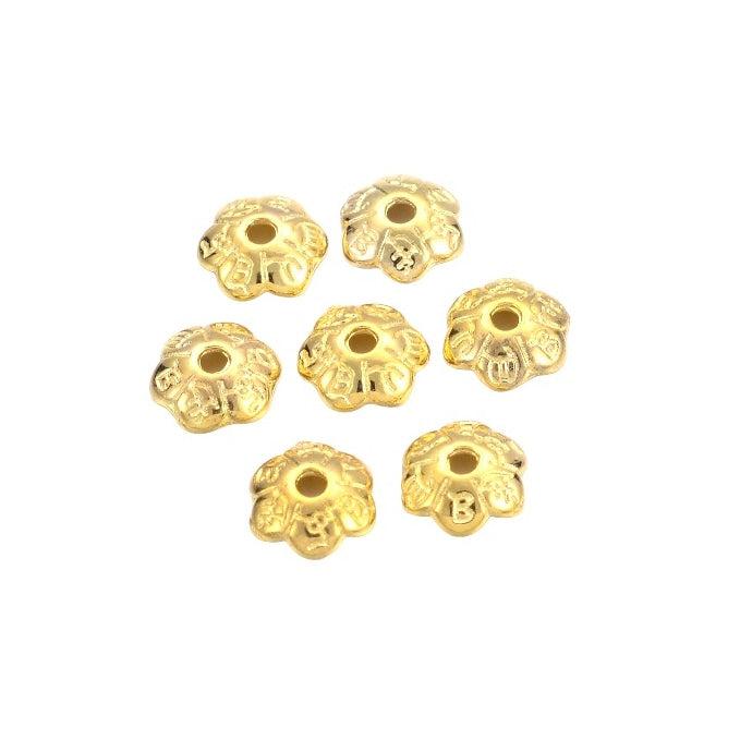 Kralenkapjes bloem goud 6x2mm- per 20 stuks-Kralen-Kraaltjes van Renate
