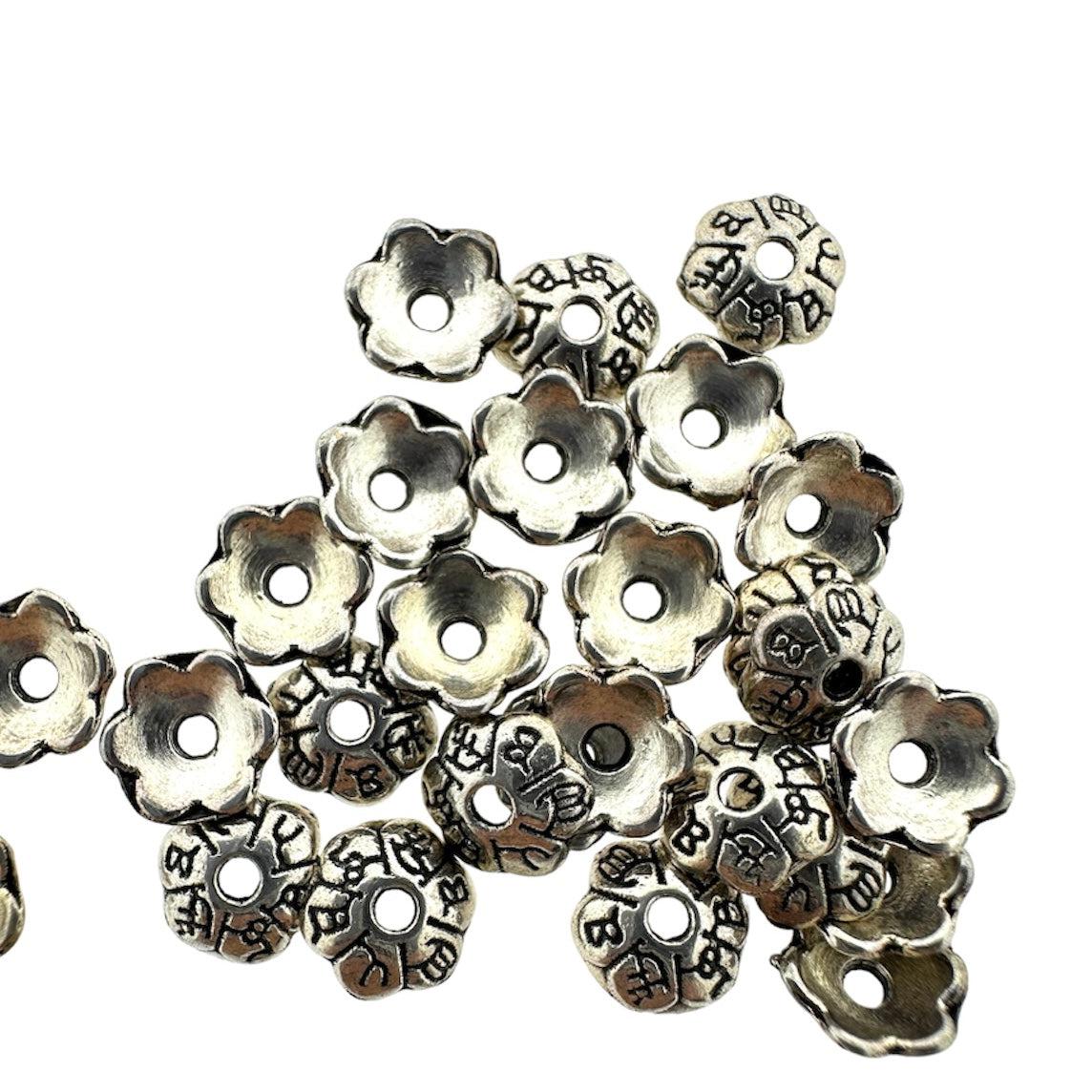 Kralenkapjes bloem zilver 6x2mm- per 26 stuks-Kralen-Kraaltjes van Renate