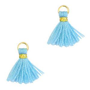 Kwast Gold-Cornflower blue 1.2cm-bedels-Kraaltjes van Renate
