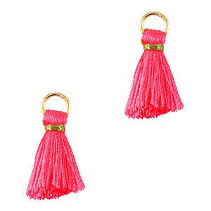Kwast Gold-Neon Fuchsia Pink 2cm-bedels-Kraaltjes van Renate