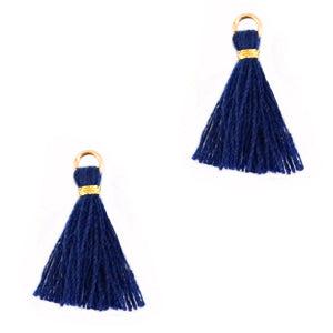 Kwast smal Gold-sodalite blue 15mm-bedels-Kraaltjes van Renate