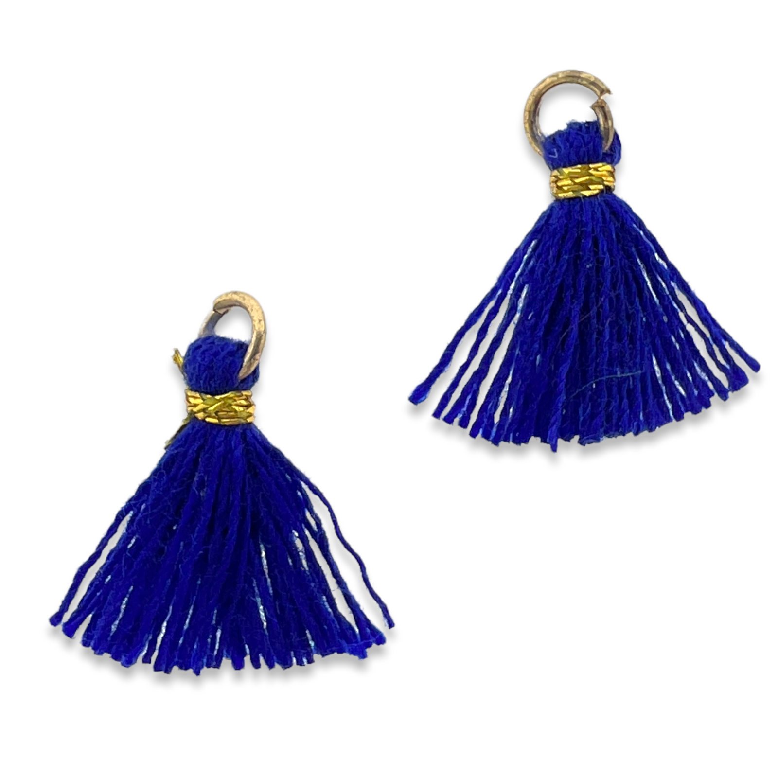 Kwastje ±12mm goud Blauw - per 2 stuks-bedels-Kraaltjes van Renate