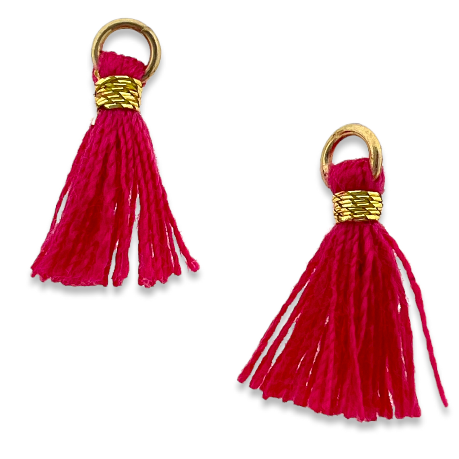 Kwastje ±12mm goud Fuchsia roze - per 2 stuks-bedels-Kraaltjes van Renate