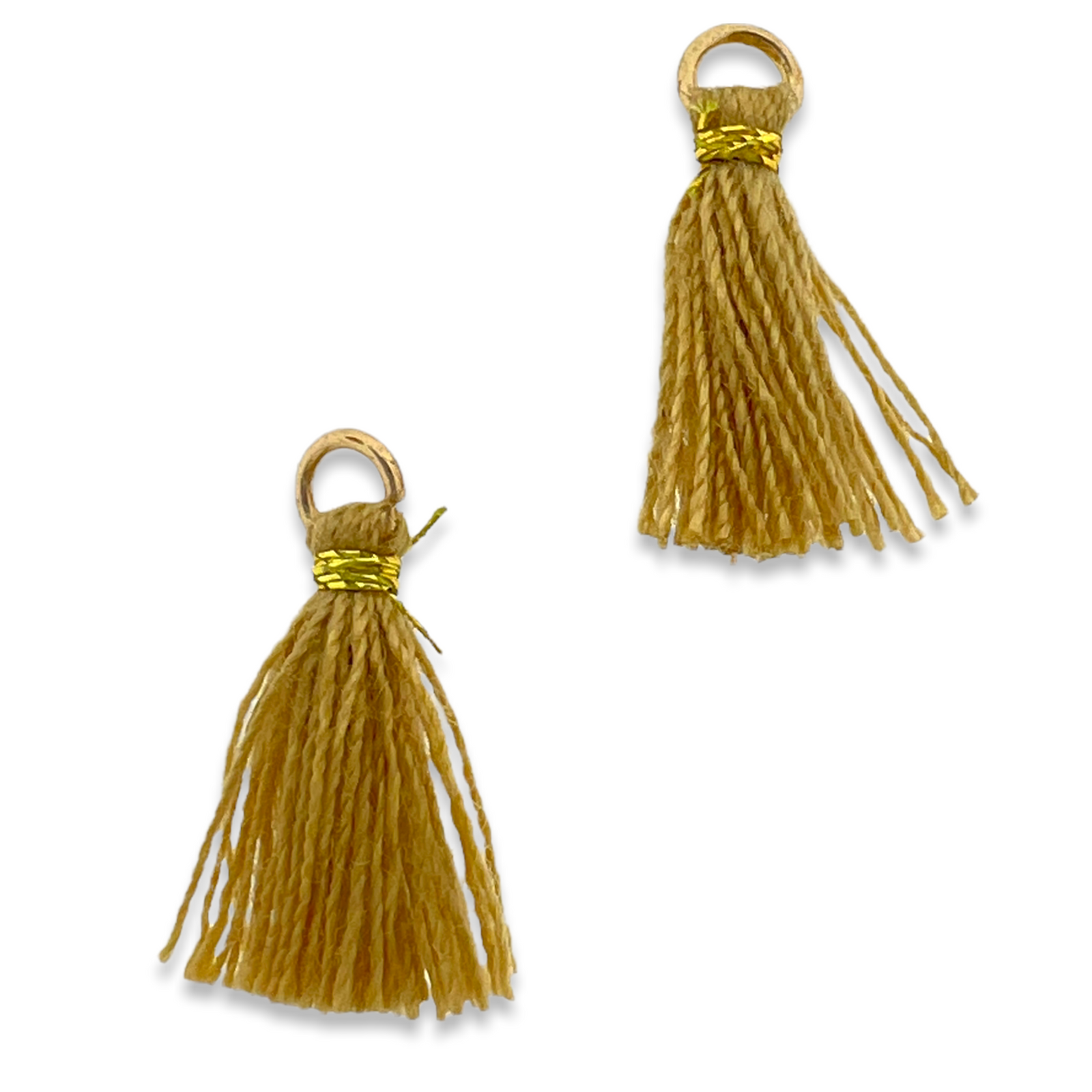 Kwastje ±12mm goud Licht bruin - per 2 stuks-bedels-Kraaltjes van Renate