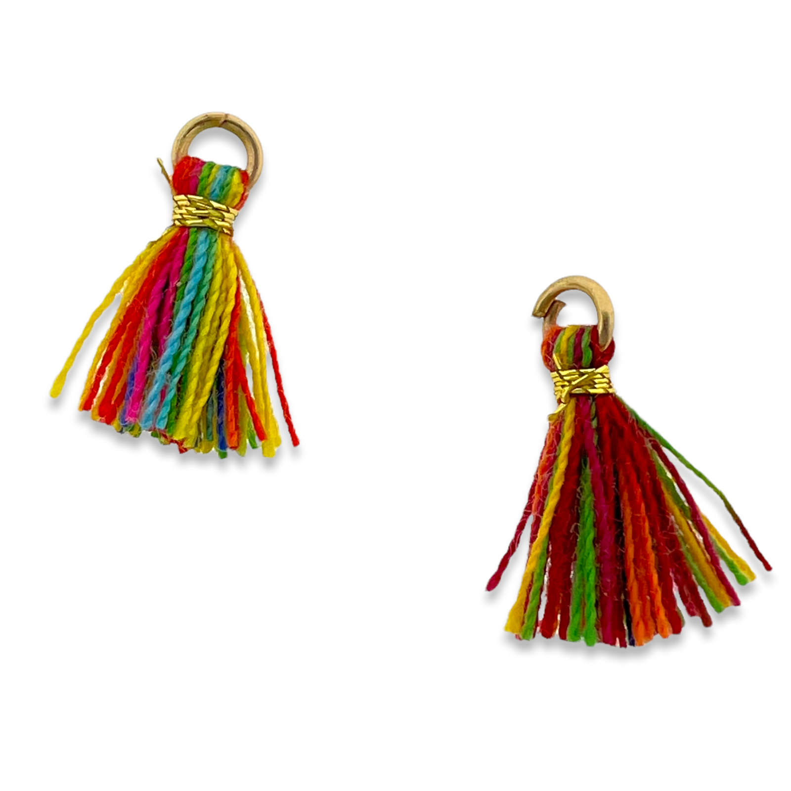 Kwastje ±12mm goud Multicolor - per 2 stuks-bedels-Kraaltjes van Renate