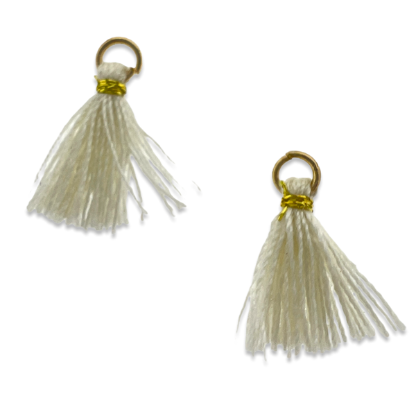 Kwastje ±12mm goud Off white - per 2 stuks-bedels-Kraaltjes van Renate