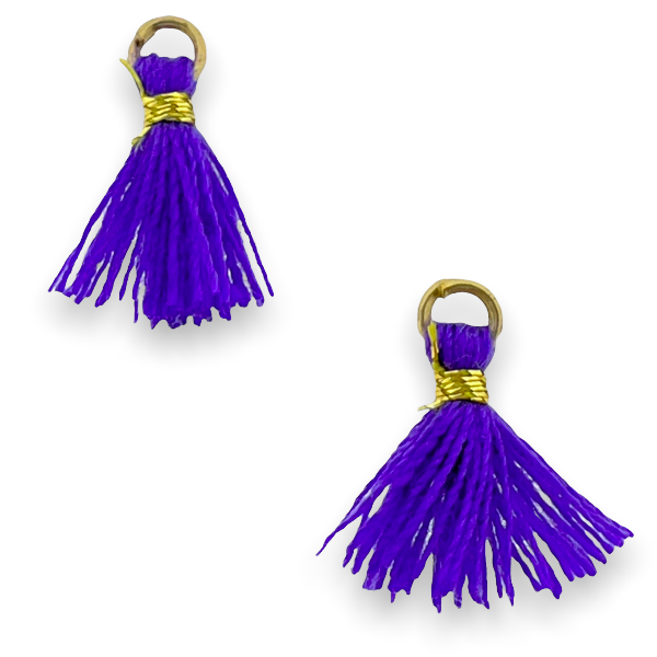 Kwastje ±12mm goud Paars - per 2 stuks-bedels-Kraaltjes van Renate