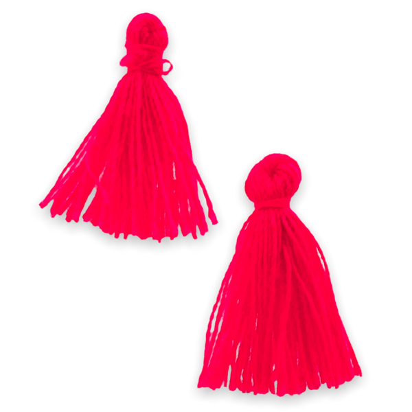Kwastje ±20mm Neon roze - per 4 stuks-bedels-Kraaltjes van Renate