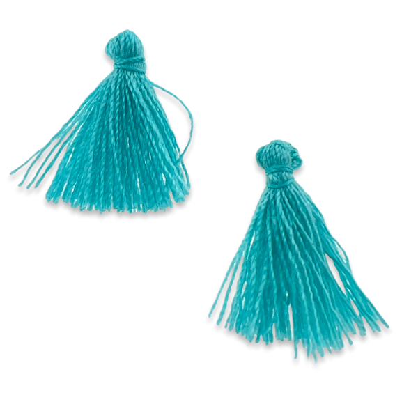 Kwastje ±20mm Turquoise blauw - per 4 stuks-bedels-Kraaltjes van Renate