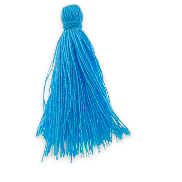 Kwastje ±30mm Aqua blauw - 3 stuks-bedels-Kraaltjes van Renate