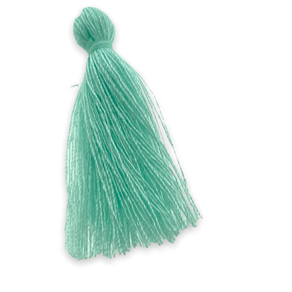 Kwastje ±30mm Licht turquoise blauw - 3 stuks-bedels-Kraaltjes van Renate