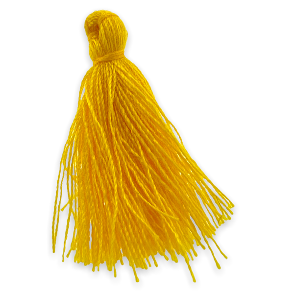 Kwastje ±30mm Oranje geel - 3 stuks-bedels-Kraaltjes van Renate