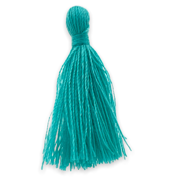 Kwastje ±30mm Turquoise blauw - per stuk-bedels-Kraaltjes van Renate