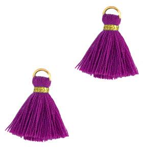 Kwastje Gold-Dark purple 15mm-Kraaltjes van Renate