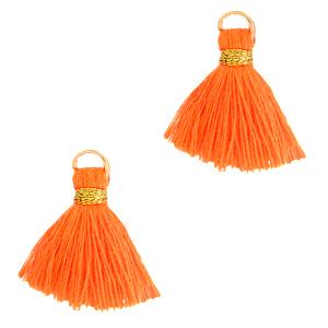 Kwastje Gold-Neon orange 15mm-Kraaltjes van Renate