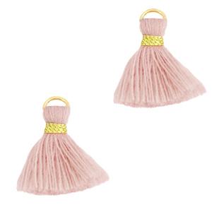 Kwastje Gold-Vintage pink 15mm-Kraaltjes van Renate