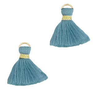 Kwastje Gold-adriatic blue 15mm-bedels-Kraaltjes van Renate