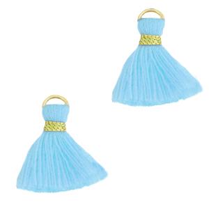 Kwastje Gold-Light blue 18mm-Kraaltjes van Renate