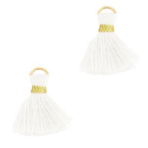 Kwastje Gold-white 15mm-bedels-Kraaltjes van Renate