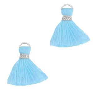 Kwastje Silver-Light blue 18mm-Kraaltjes van Renate