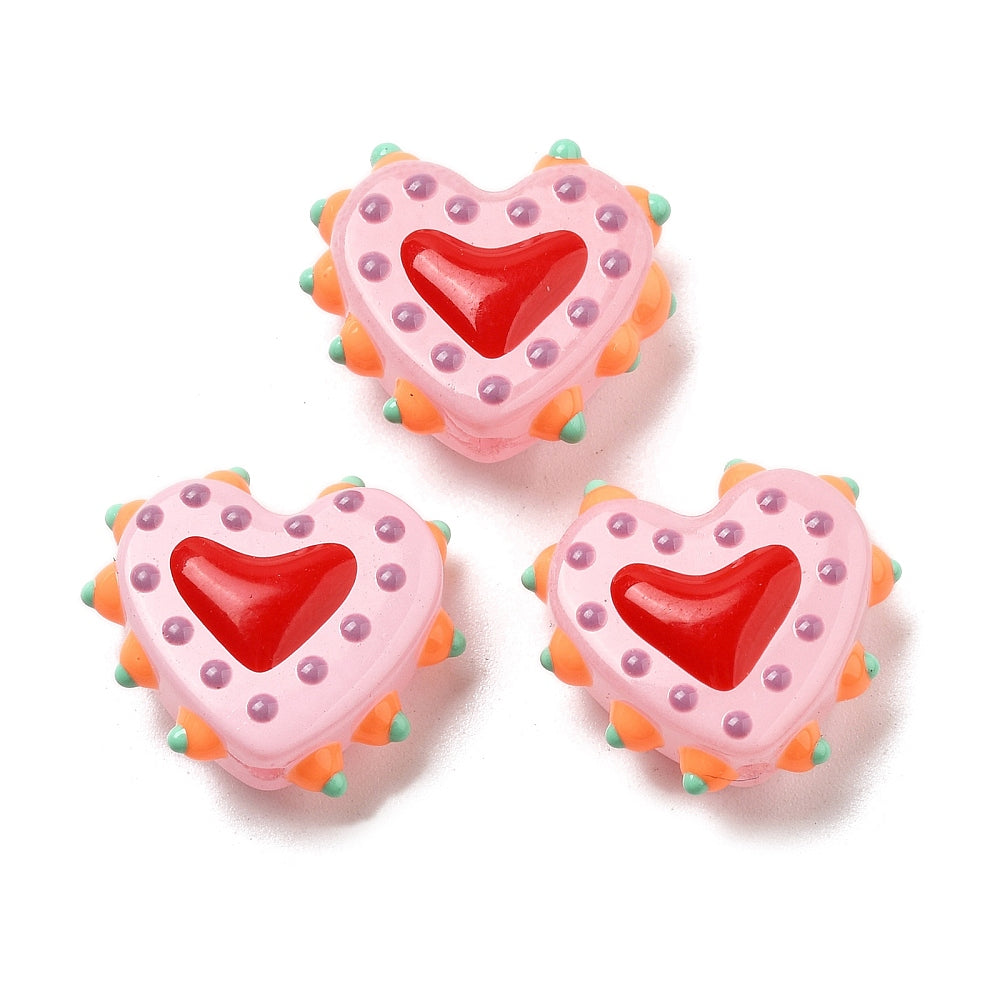 Glaskraal Emaille Hart Roze 18mm - per stuk
