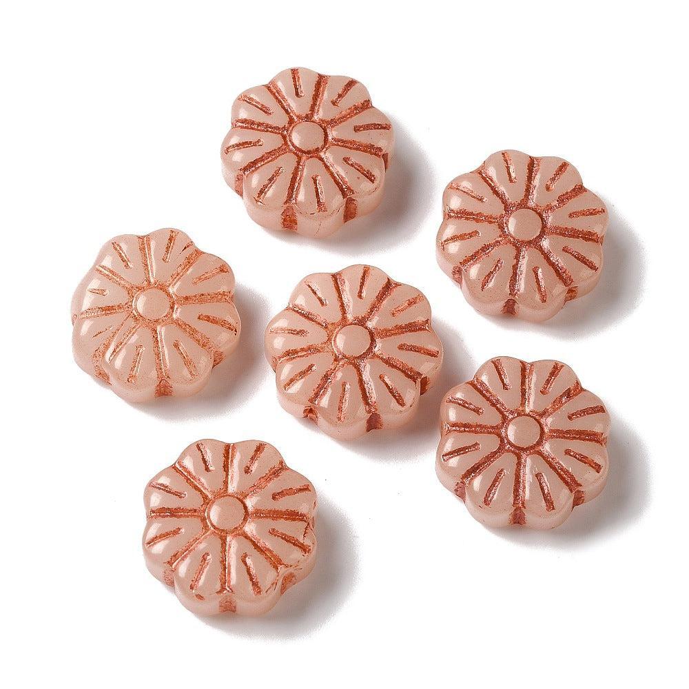 Kraal lampwork bloem zalm 15mm - per stuk-Kralen-Kraaltjes van Renate