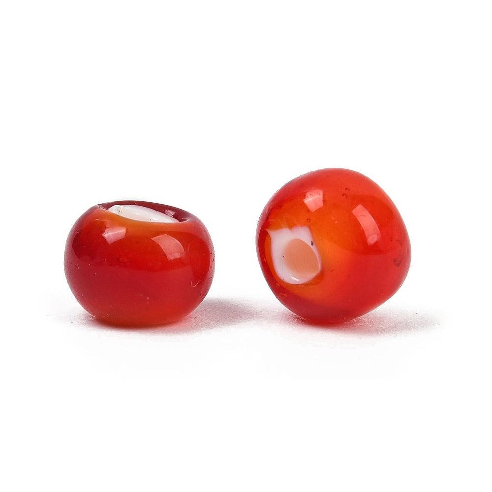 Lampwork Kralen Rondel Rood 8mm - per stuk-Kralen-Kraaltjes van Renate