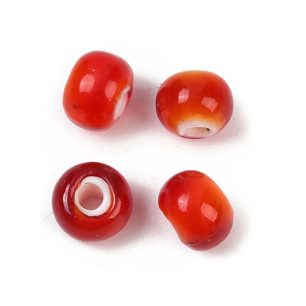 Lampwork Kralen Rondel Rood 8mm - per stuk-Kralen-Kraaltjes van Renate