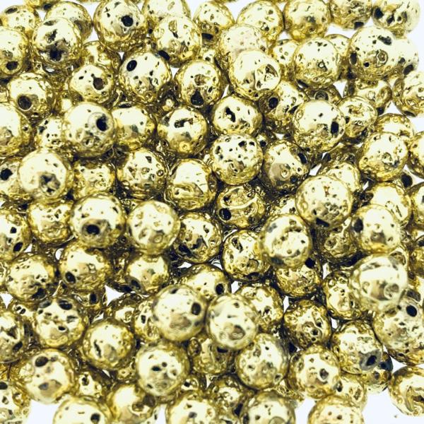 Lava plated goud 4mm - 10 stuks-Kraaltjes van Renate