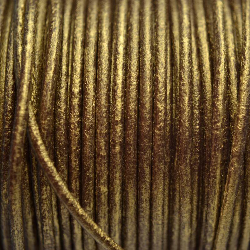Leer rond DQ antiek goud metallic 2mm-Kraaltjes van Renate
