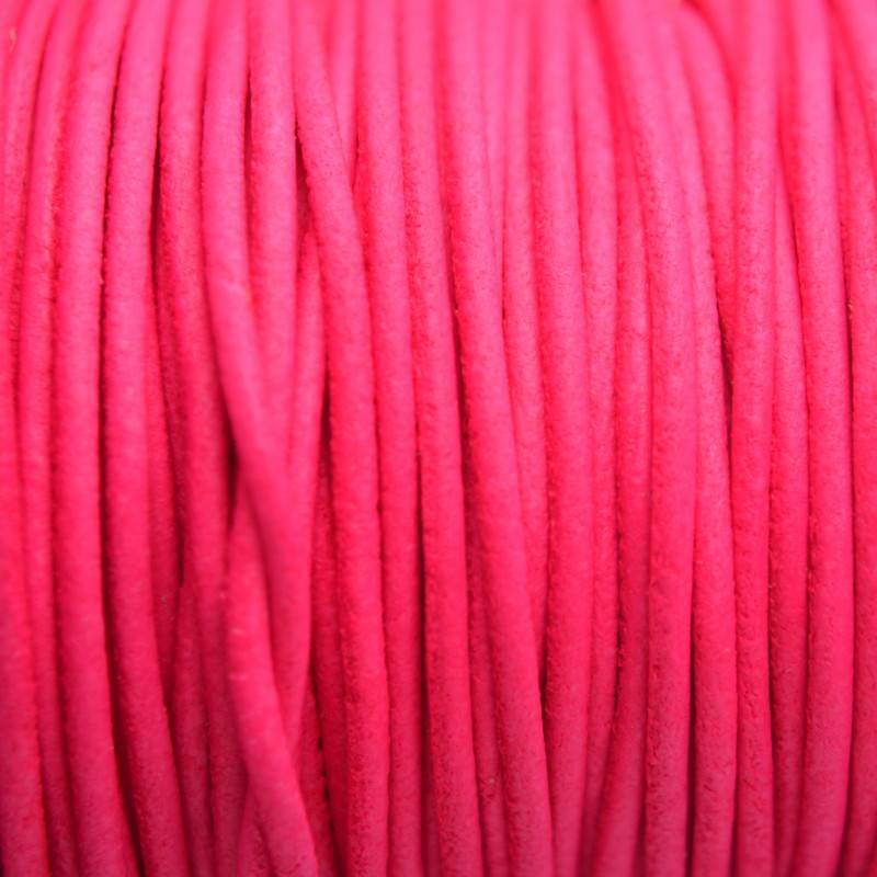 Leer rond DQ fluor roze 2mm-Kraaltjes van Renate