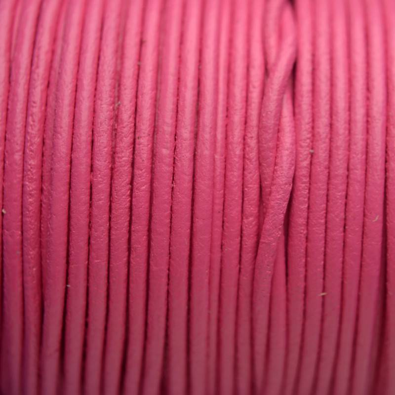 Leer rond DQ fuchsia roze 2mm-Kraaltjes van Renate