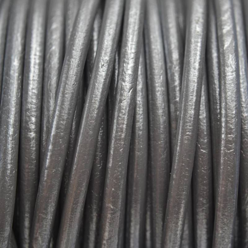Leer rond DQ metallic donker zilver 4.5mm-Kraaltjes van Renate