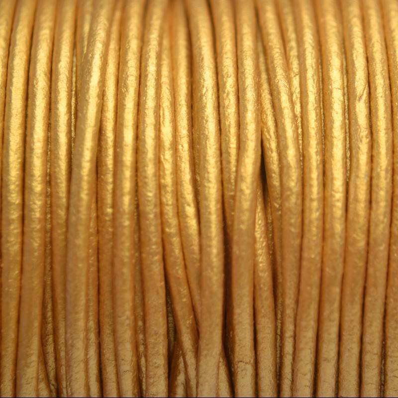 Leer rond DQ metallic goud 2mm-Kraaltjes van Renate