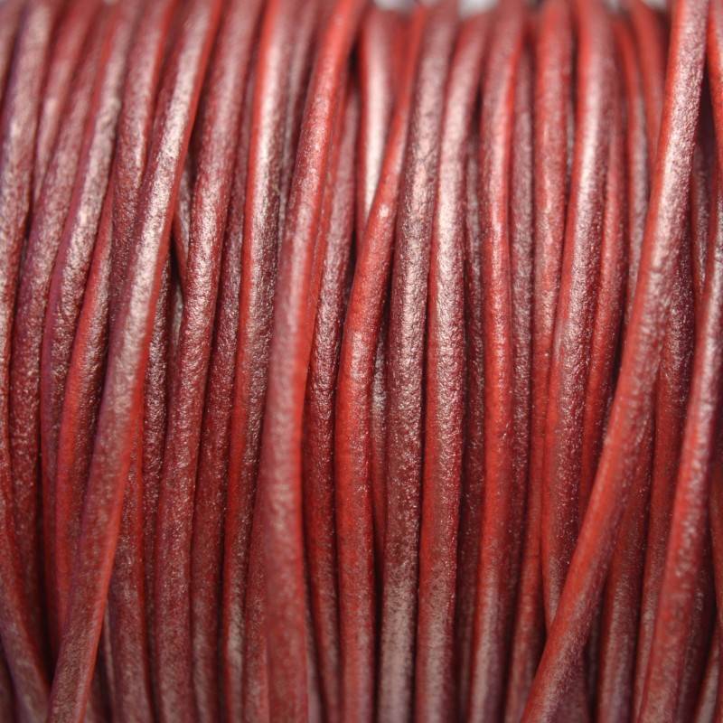 Leer rond DQ metallic rood 2mm-Kraaltjes van Renate