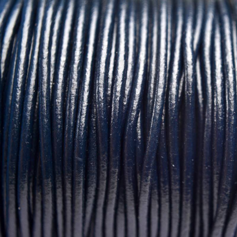 Leer rond DQ navy blauw 2mm-Kraaltjes van Renate