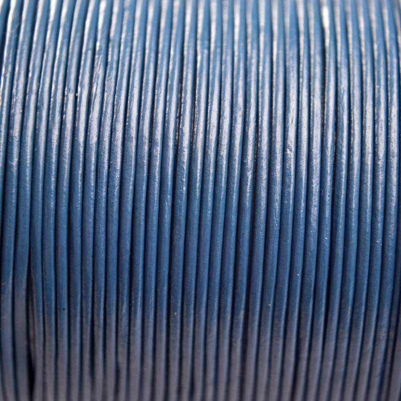Leer rond blauw 1mm - per meter-Kraaltjes van Renate