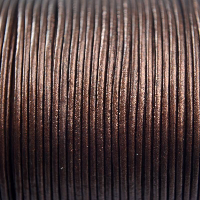 Leer rond brons parelmoer metallic 1mm - per meter-Kraaltjes van Renate